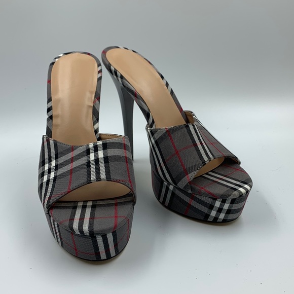 Plaid platform mule/slides. - Picture 1 of 4